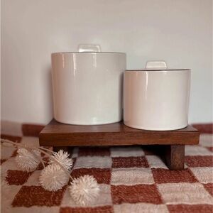 Small White + Black Stoneware Hearth
+ Hand Magnolia Canister Set